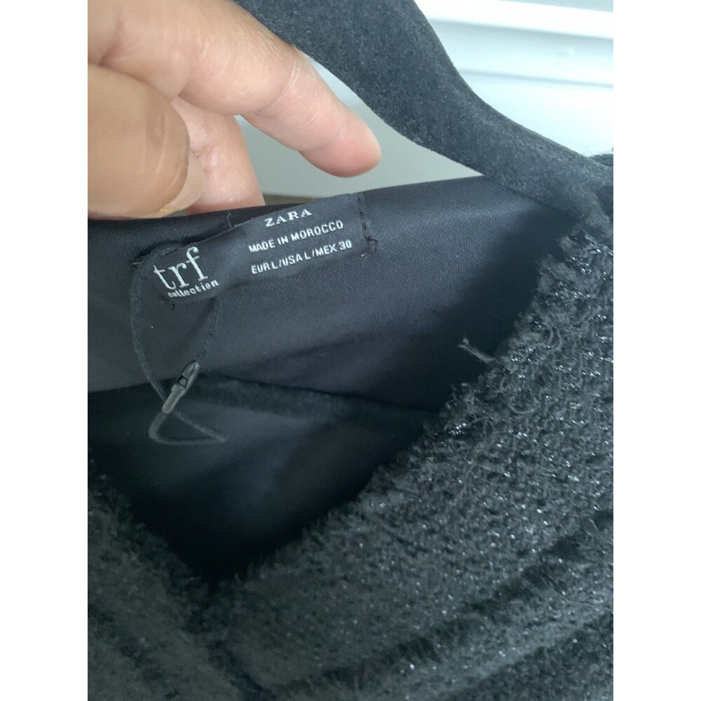 Zara TRF Collection Women’s Black Tweed Blazer Jacket Pockets Lined Size L - Picture 3 of 6